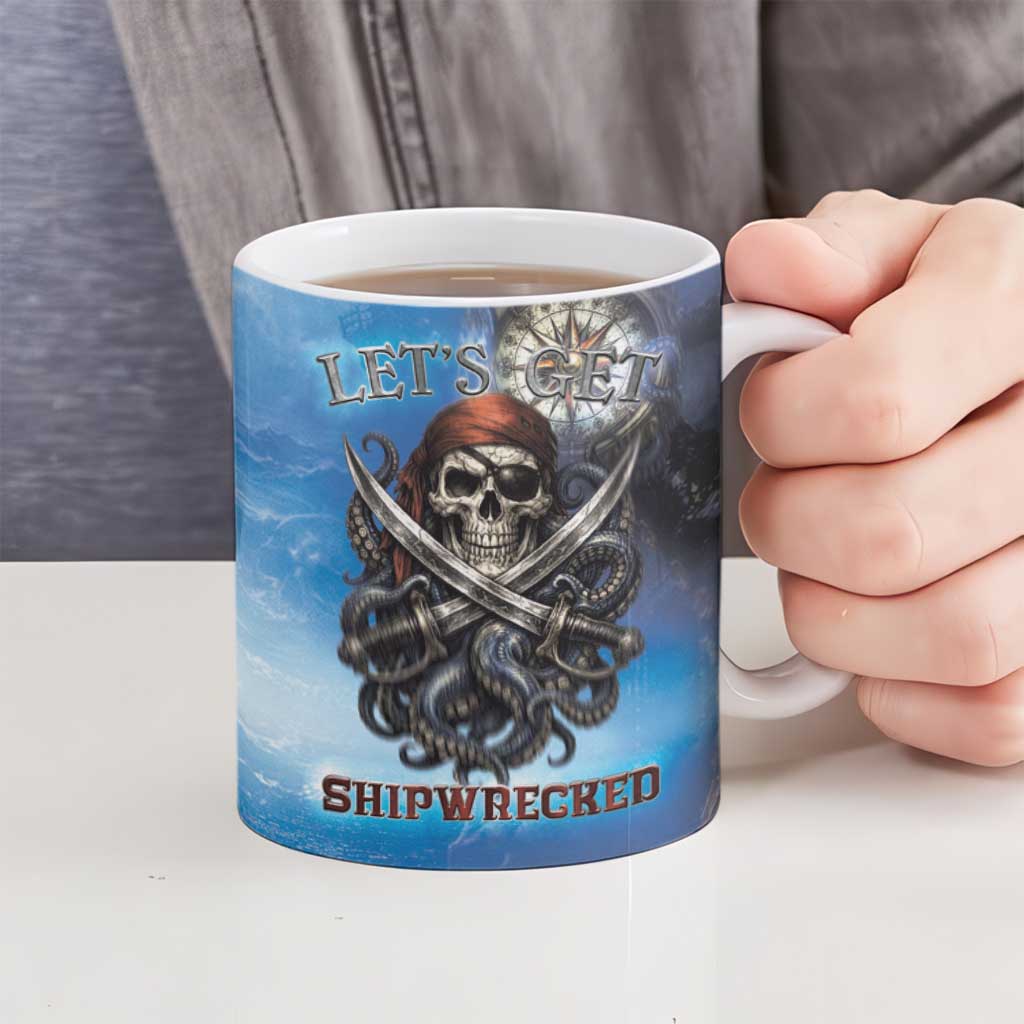 Pirates Skull Ceramic Mug Kraken Sea Monster Tentacles Deep Legend