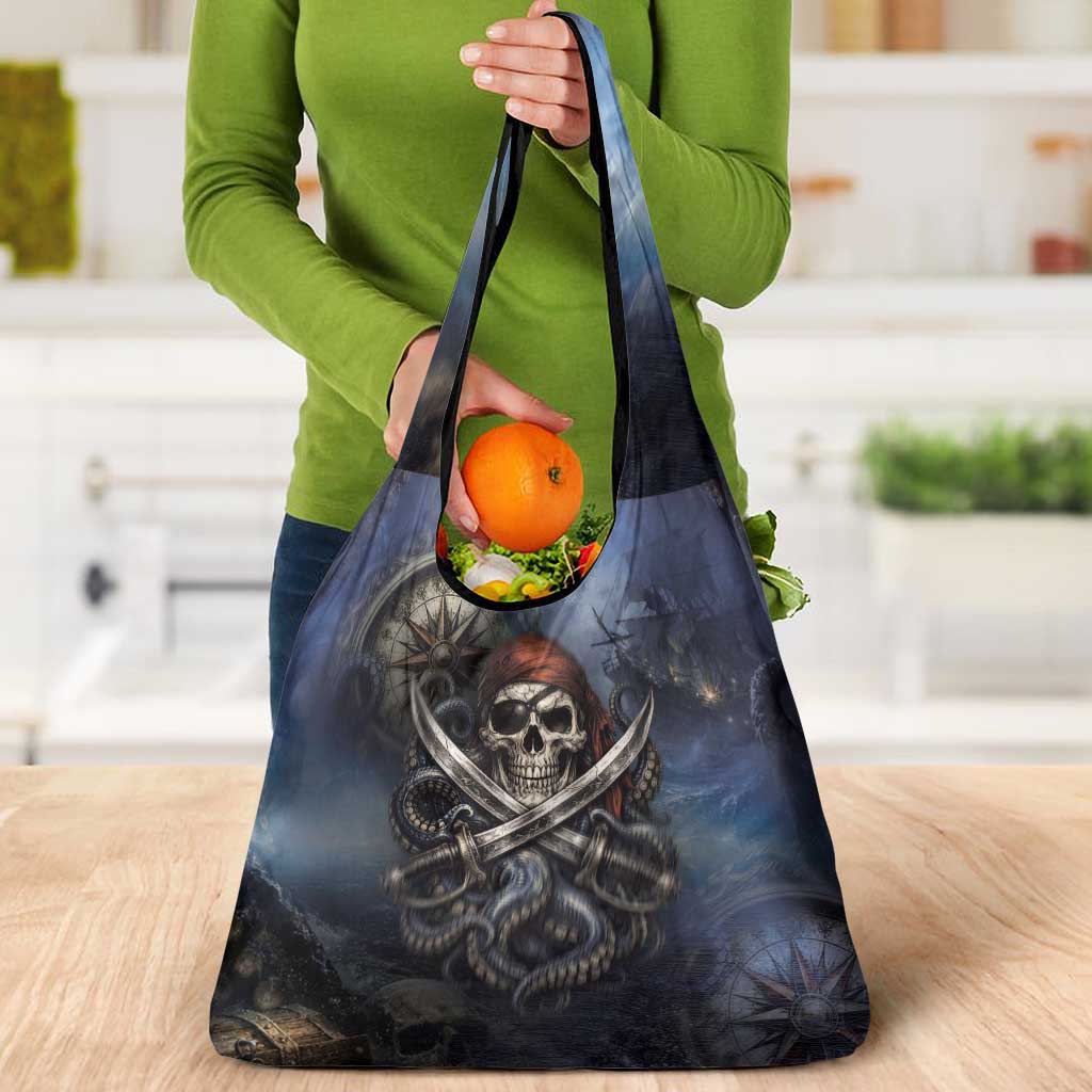 Pirates Skull Grocery Bag Kraken Sea Monster Tentacles Deep Legend