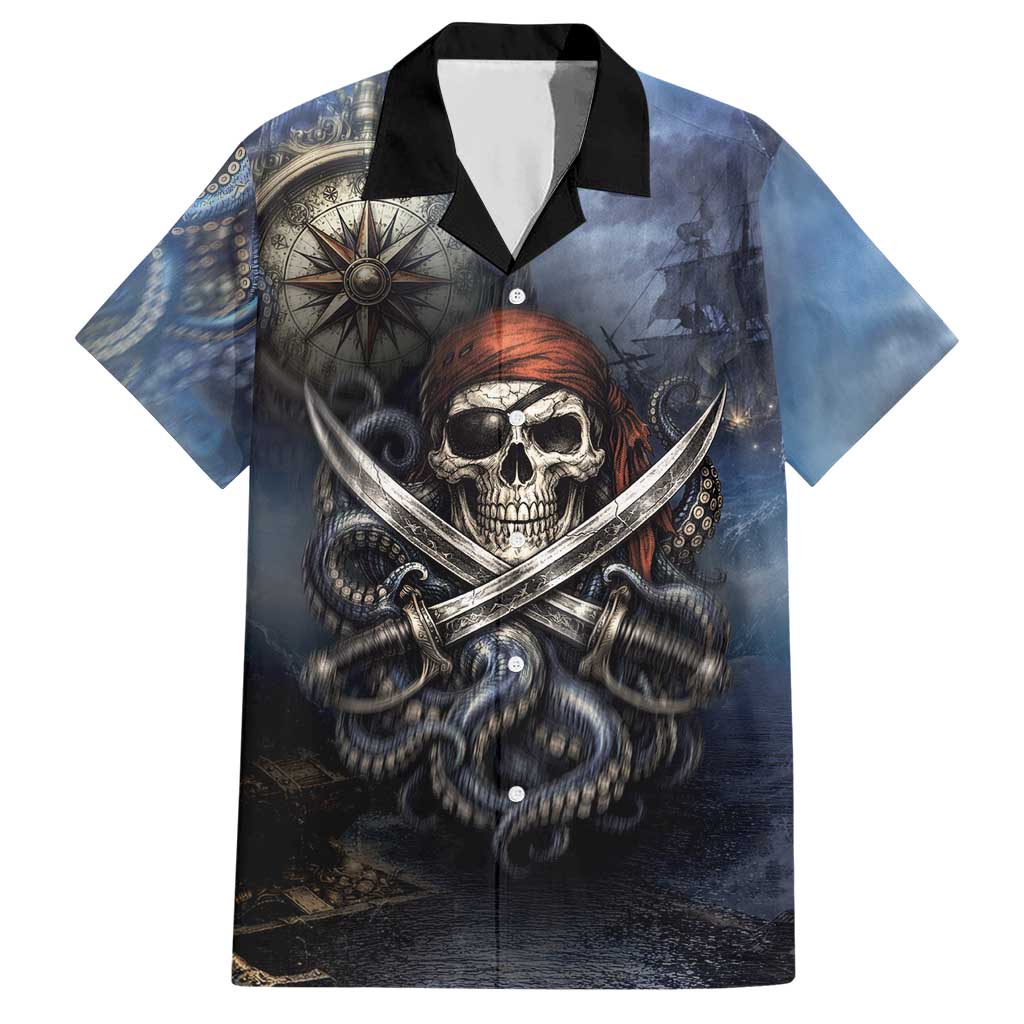 Pirates Skull Hawaiian Shirt Kraken Sea Monster Tentacles Deep Legend