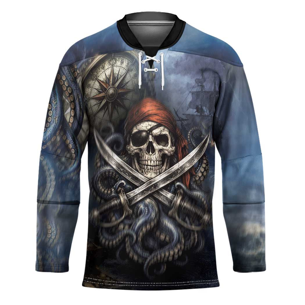 Pirates Skull Hockey Jersey Kraken Sea Monster Tentacles Deep Legend