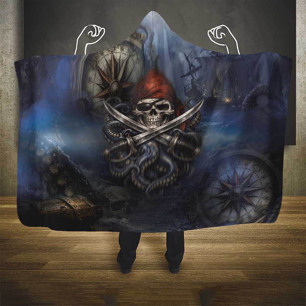 Pirates Skull Hooded Blanket Kraken Sea Monster Tentacles Deep Legend