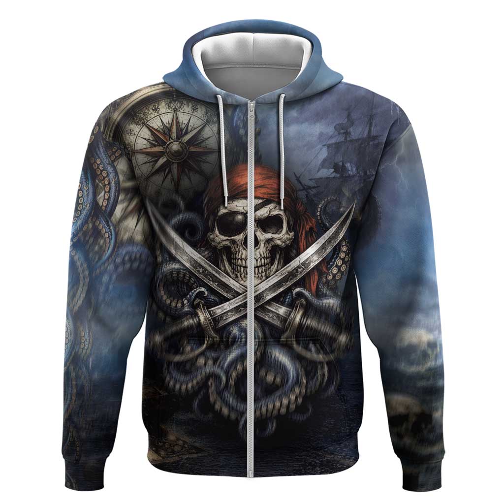 Pirates Skull Hoodie Kraken Sea Monster Tentacles Deep Legend