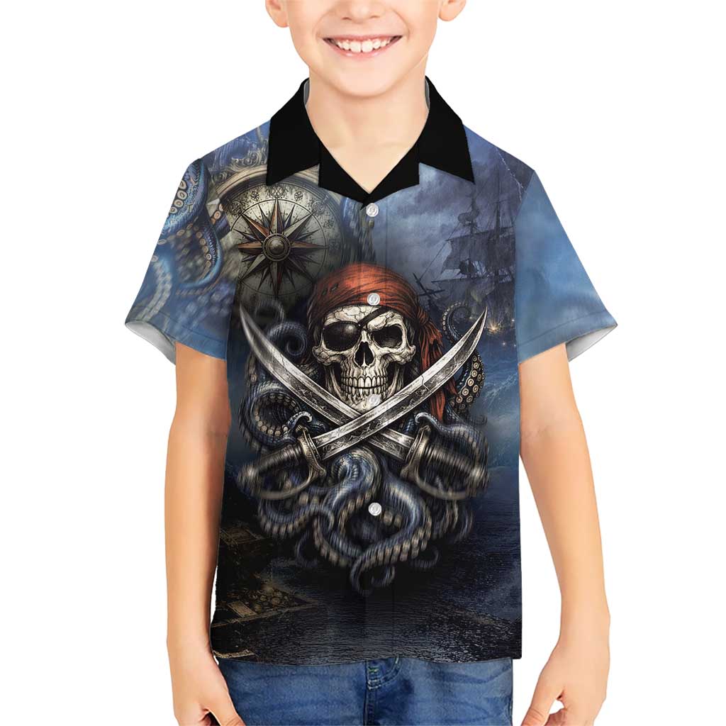 Pirates Skull Kid Hawaiian Shirt Kraken Sea Monster Tentacles Deep Legend