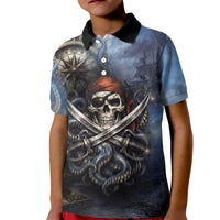 Pirates Skull Kid Polo Shirt Kraken Sea Monster Tentacles Deep Legend