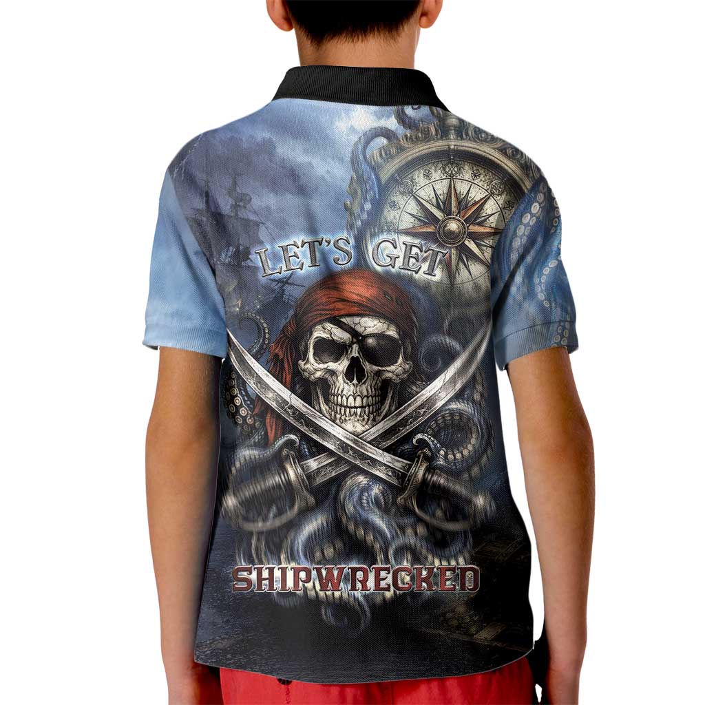 Pirates Skull Kid Polo Shirt Kraken Sea Monster Tentacles Deep Legend