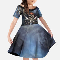 Pirates Skull Kid Short Sleeve Dress Kraken Sea Monster Tentacles Deep Legend