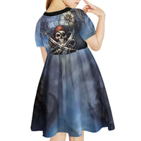 Pirates Skull Kid Short Sleeve Dress Kraken Sea Monster Tentacles Deep Legend