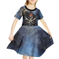 Pirates Skull Kid Short Sleeve Dress Kraken Sea Monster Tentacles Deep Legend