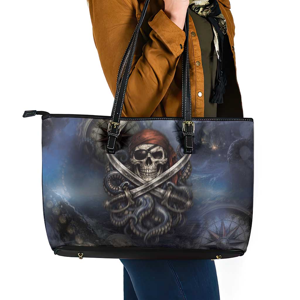 Pirates Skull Leather Tote Bag Kraken Sea Monster Tentacles Deep Legend