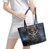 Pirates Skull Leather Tote Bag Kraken Sea Monster Tentacles Deep Legend