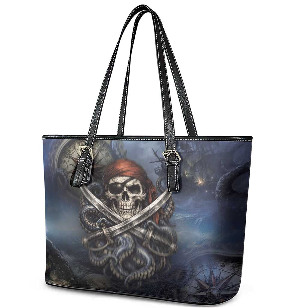 Pirates Skull Leather Tote Bag Kraken Sea Monster Tentacles Deep Legend