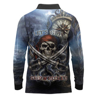 Pirates Skull Long Sleeve Polo Shirt Kraken Sea Monster Tentacles Deep Legend