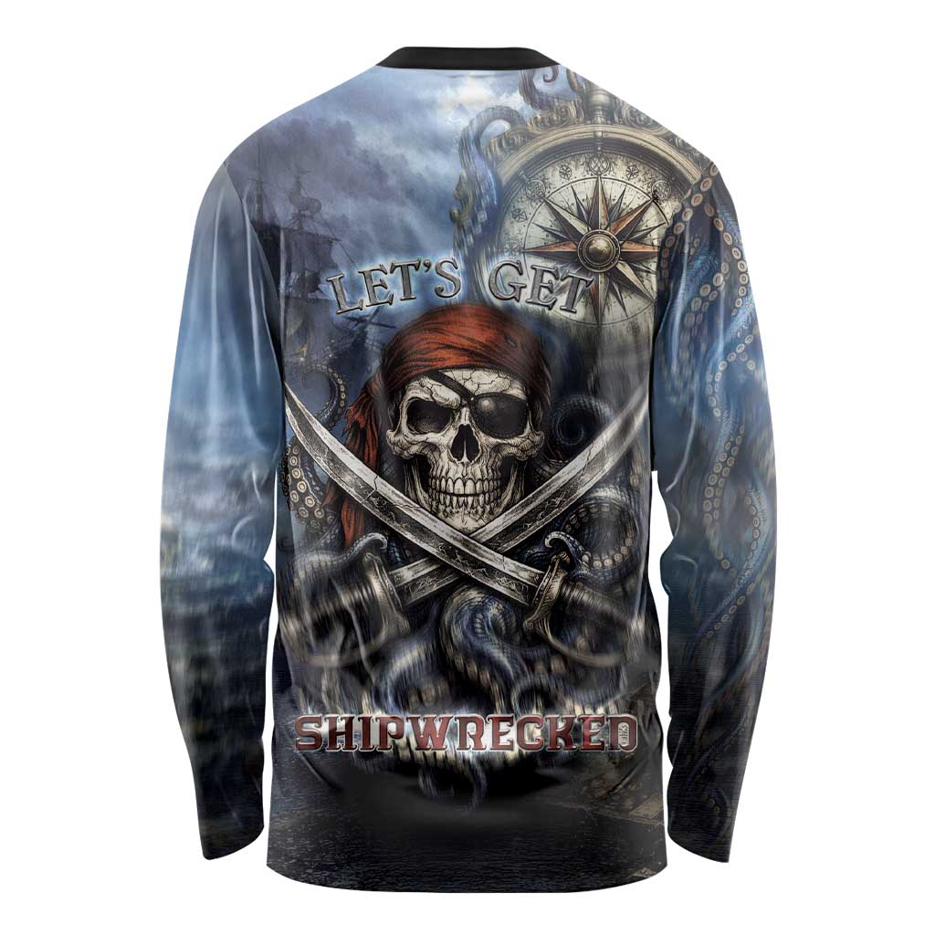 Pirates Skull Long Sleeve Shirt Kraken Sea Monster Tentacles Deep Legend