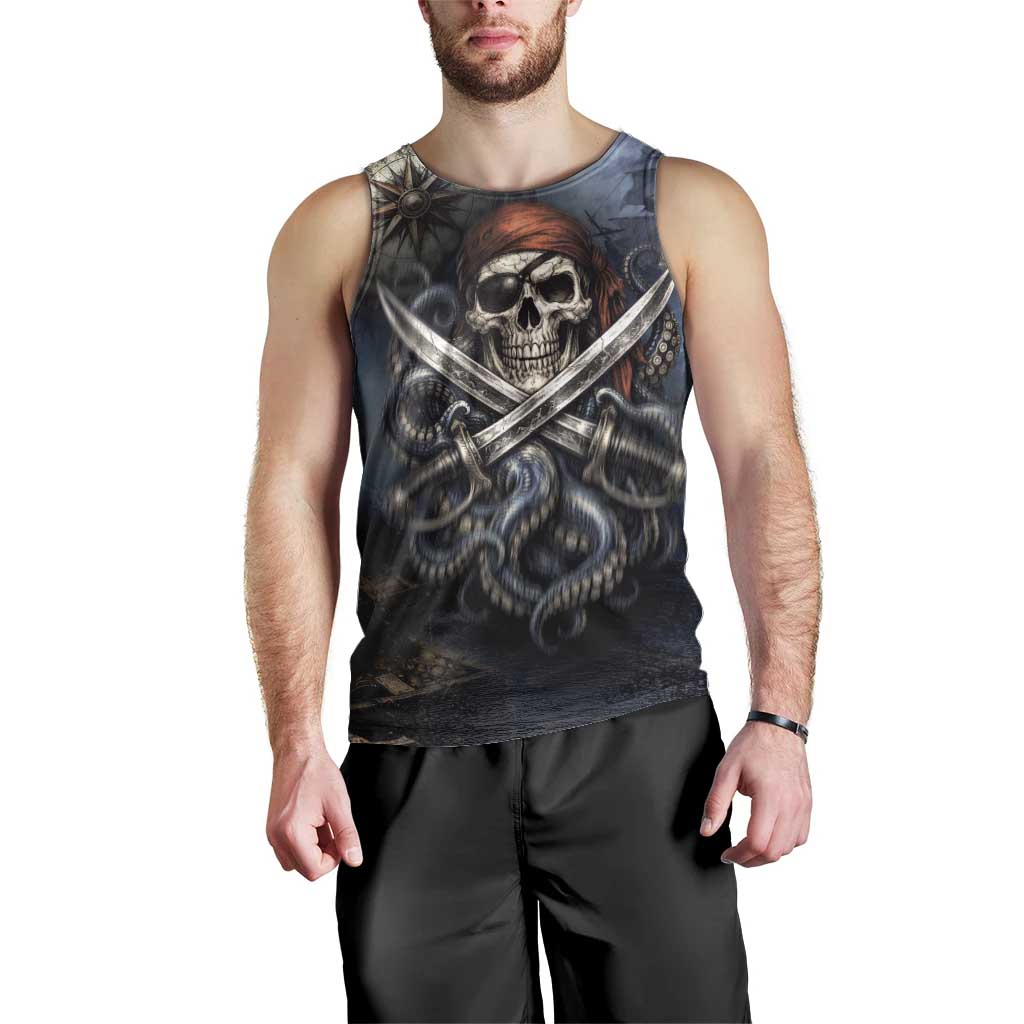 Pirates Skull Men Tank Top Kraken Sea Monster Tentacles Deep Legend