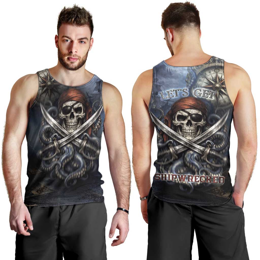 Pirates Skull Men Tank Top Kraken Sea Monster Tentacles Deep Legend
