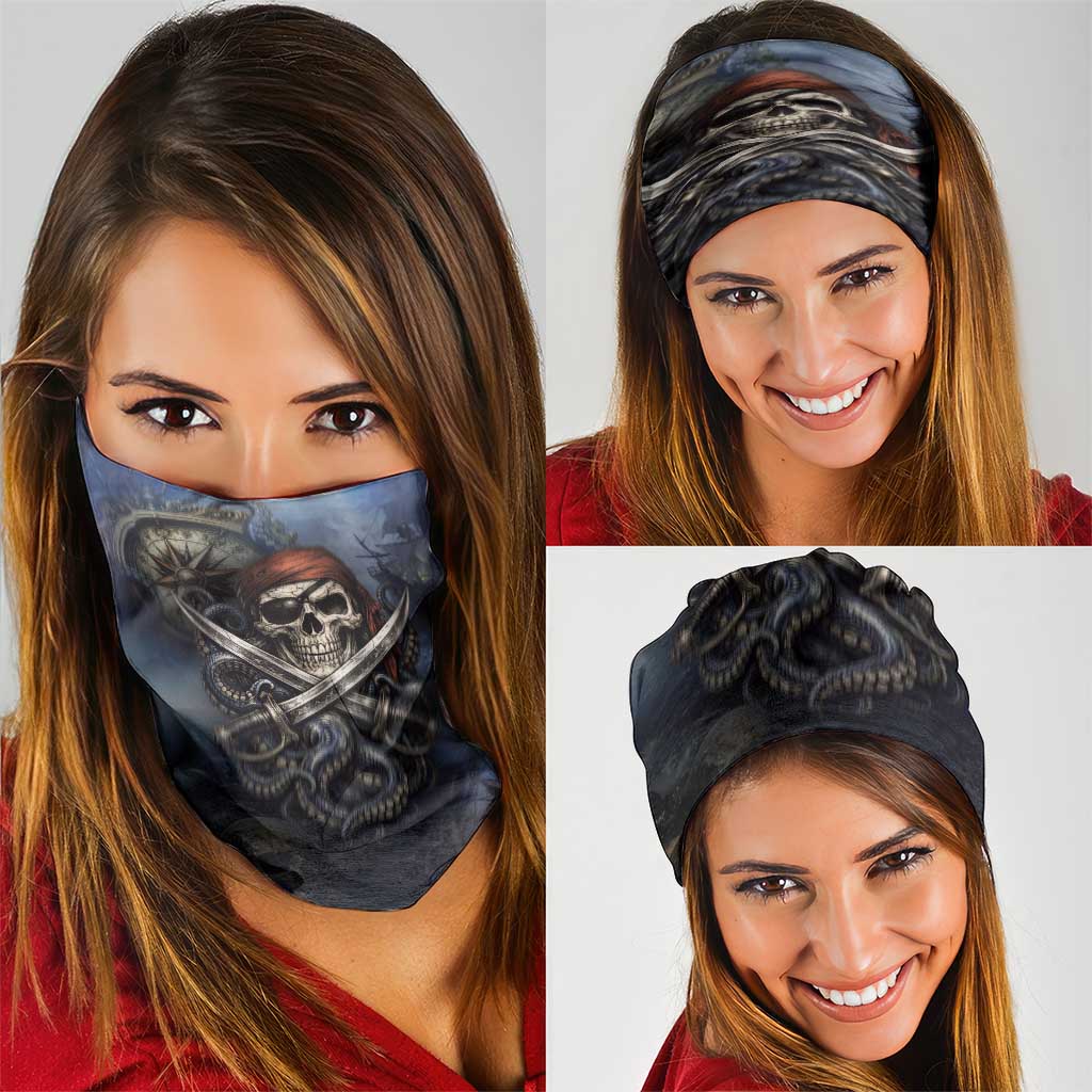 Pirates Skull Neck Gaiter Kraken Sea Monster Tentacles Deep Legend