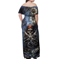 Pirates Skull Off Shoulder Maxi Dress Kraken Sea Monster Tentacles Deep Legend