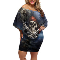 Pirates Skull Off Shoulder Short Dress Kraken Sea Monster Tentacles Deep Legend