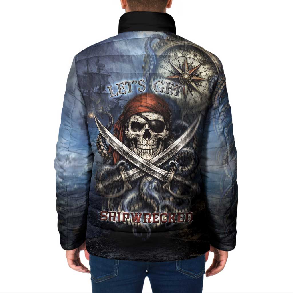 Pirates Skull Padded Jacket Kraken Sea Monster Tentacles Deep Legend