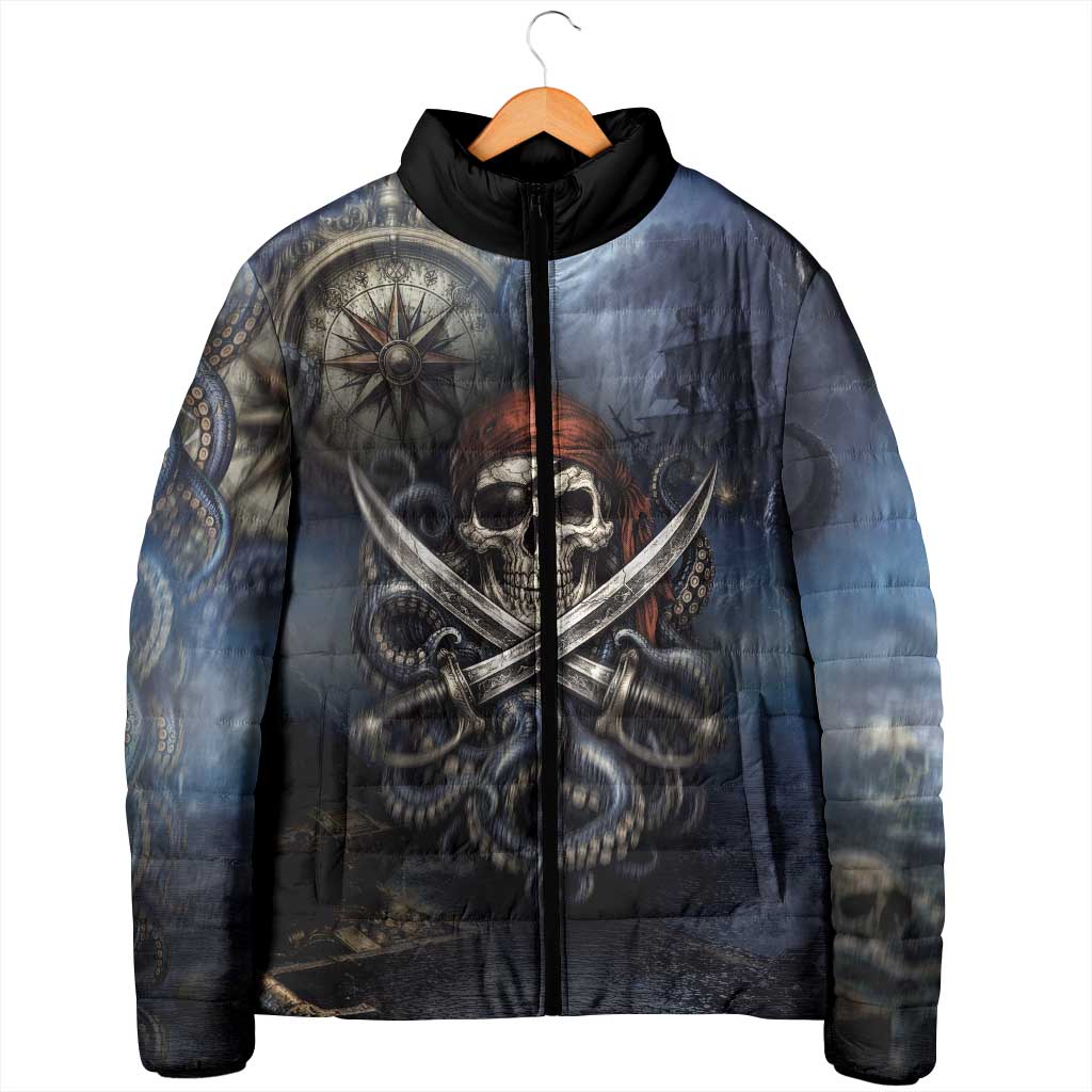 Pirates Skull Padded Jacket Kraken Sea Monster Tentacles Deep Legend