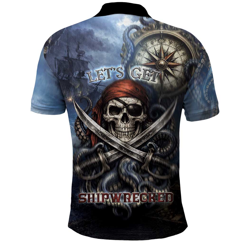 Pirates Skull Polo Shirt Kraken Sea Monster Tentacles Deep Legend