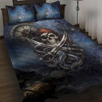 Pirates Skull Quilt Bed Set Kraken Sea Monster Tentacles Deep Legend