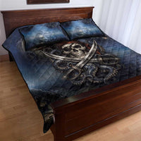 Pirates Skull Quilt Bed Set Kraken Sea Monster Tentacles Deep Legend