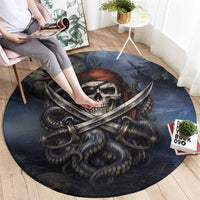 Pirates Skull Round Carpet Kraken Sea Monster Tentacles Deep Legend