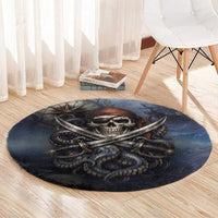 Pirates Skull Round Carpet Kraken Sea Monster Tentacles Deep Legend