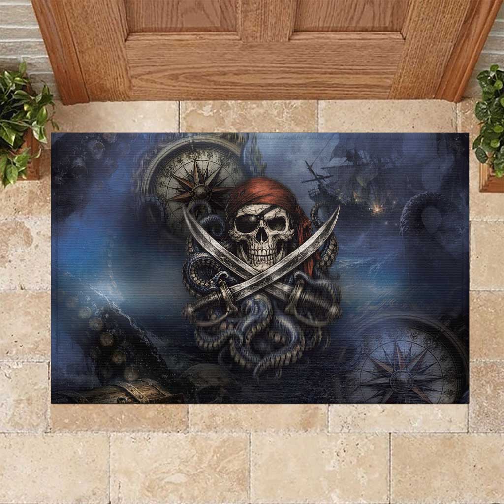 Pirates Skull Rubber Doormat Kraken Sea Monster Tentacles Deep Legend