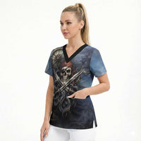 Pirates Skull Scrub Top Kraken Sea Monster Tentacles Deep Legend