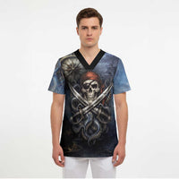 Pirates Skull Scrub Top Kraken Sea Monster Tentacles Deep Legend