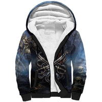 Pirates Skull Sherpa Hoodie Kraken Sea Monster Tentacles Deep Legend