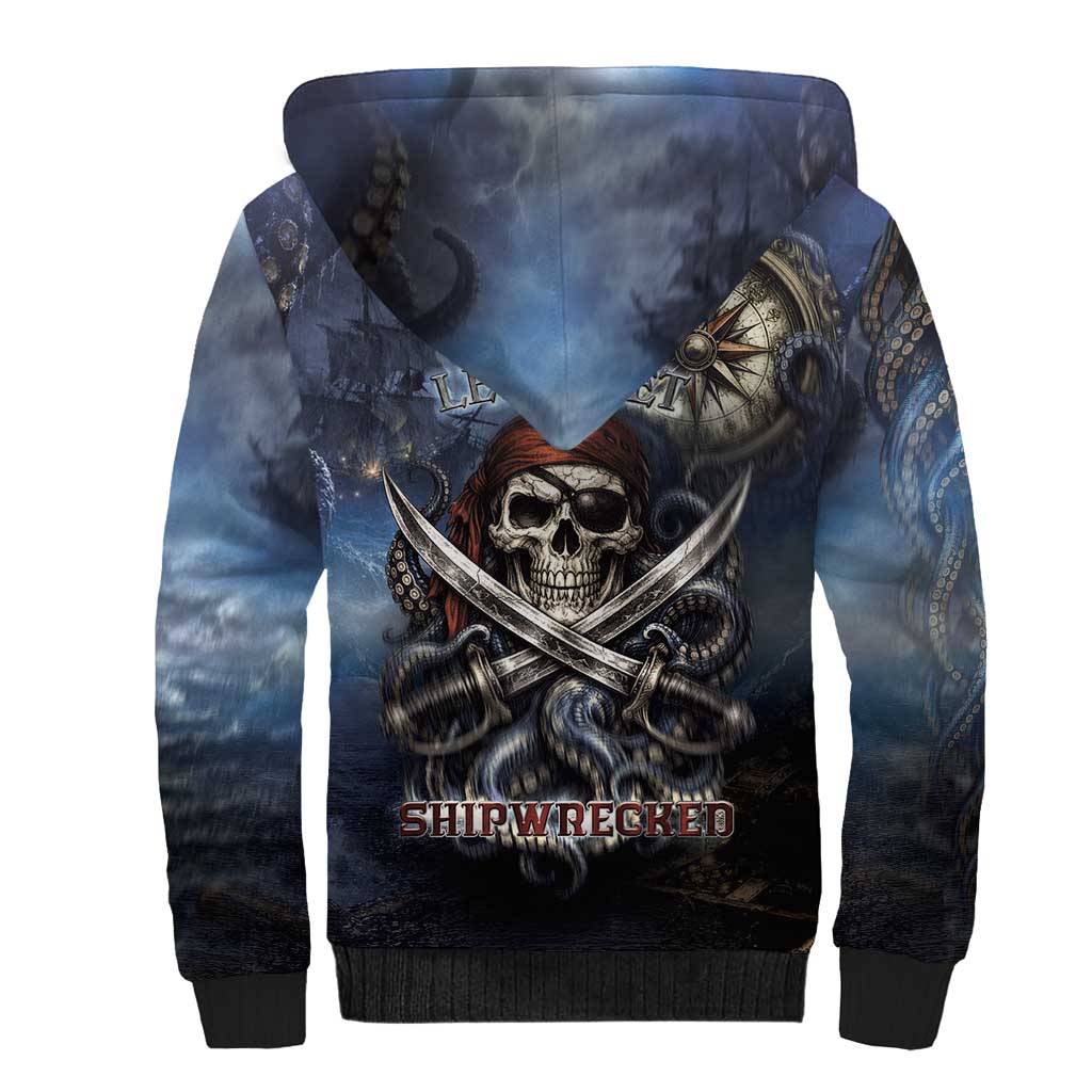 Pirates Skull Sherpa Hoodie Kraken Sea Monster Tentacles Deep Legend