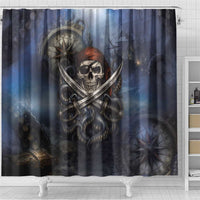 Pirates Skull Shower Curtain Kraken Sea Monster Tentacles Deep Legend