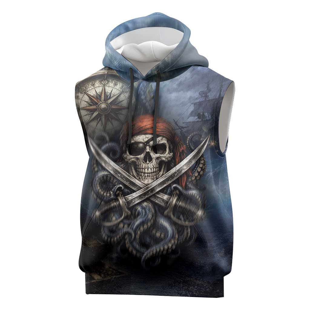 Pirates Skull Sleeveless Hoodie Kraken Sea Monster Tentacles Deep Legend