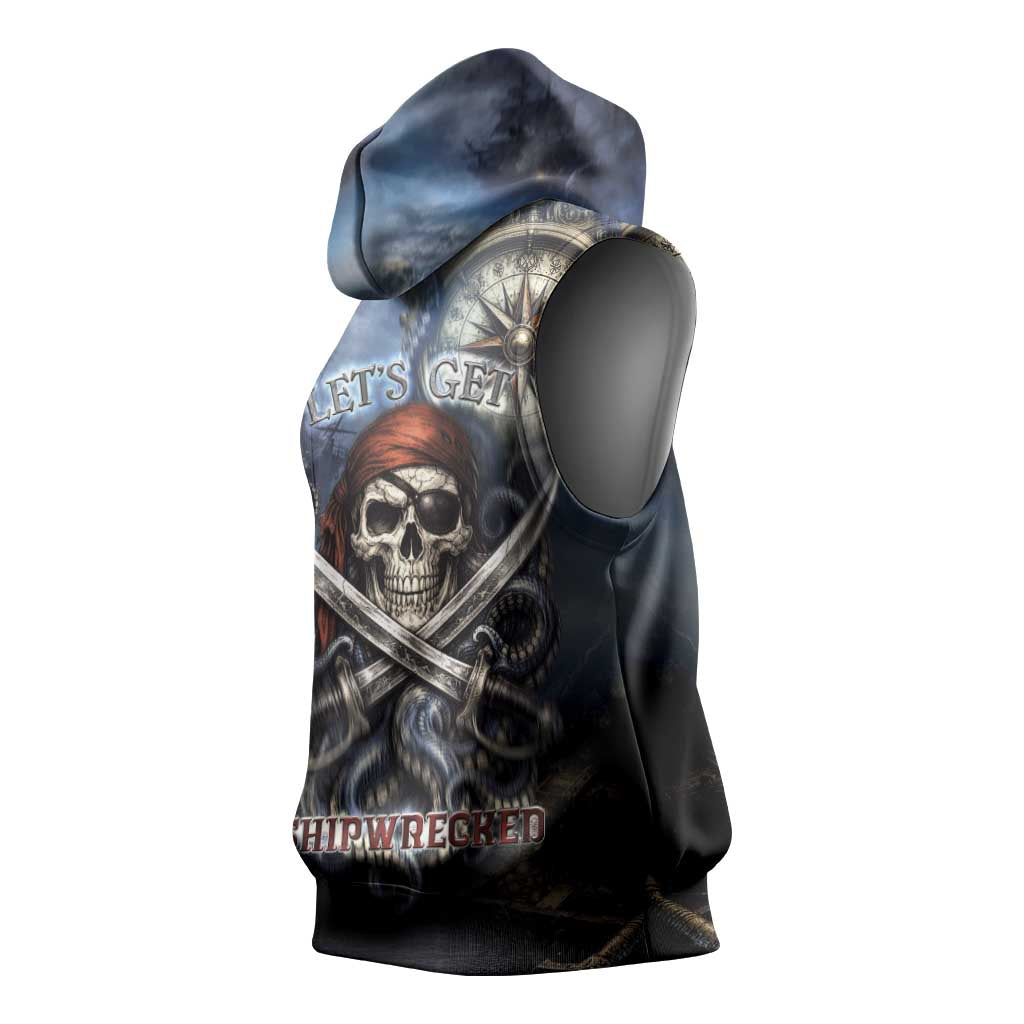 Pirates Skull Sleeveless Hoodie Kraken Sea Monster Tentacles Deep Legend