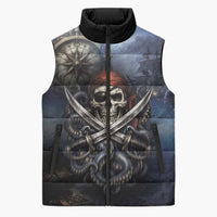 Pirates Skull Sleeveless Puffer Jacket Kraken Sea Monster Tentacles Deep Legend