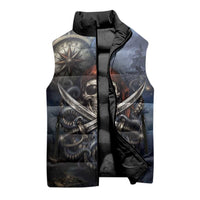 Pirates Skull Sleeveless Puffer Jacket Kraken Sea Monster Tentacles Deep Legend
