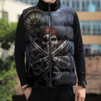 Pirates Skull Sleeveless Puffer Jacket Kraken Sea Monster Tentacles Deep Legend