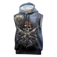 Pirates Skull Sleeveless Zip Hoodie Kraken Sea Monster Tentacles Deep Legend