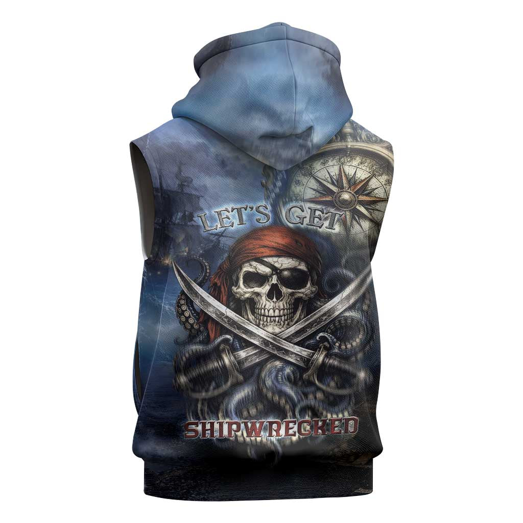 Pirates Skull Sleeveless Zip Hoodie Kraken Sea Monster Tentacles Deep Legend