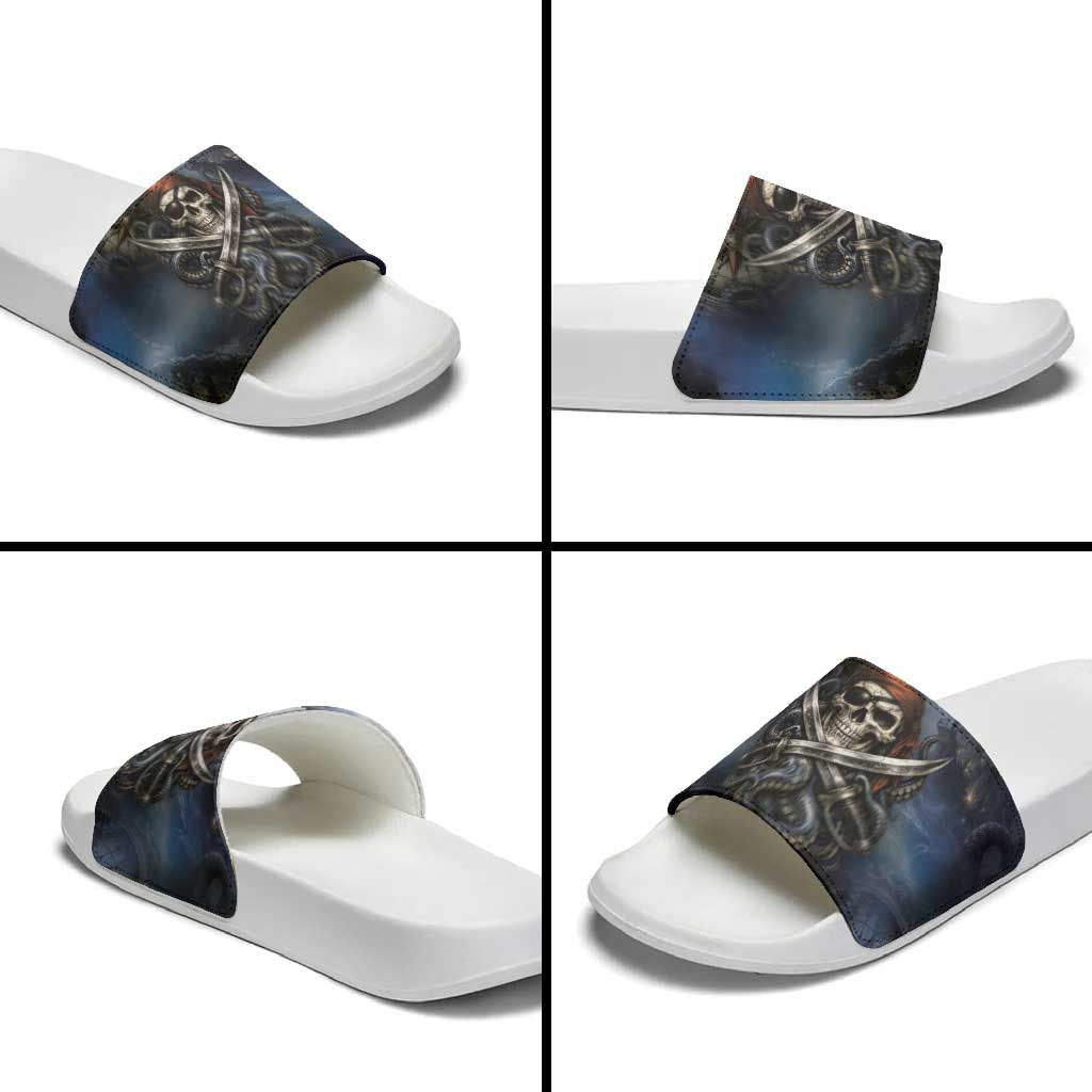 Pirates Skull Slide Sandals Kraken Sea Monster Tentacles Deep Legend