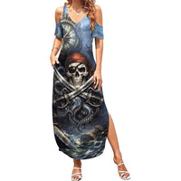 Pirates Skull Summer Maxi Dress Kraken Sea Monster Tentacles Deep Legend