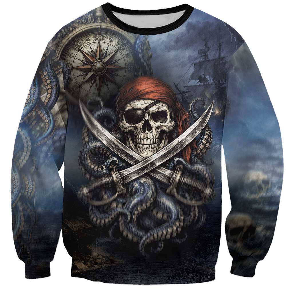 Pirates Skull Sweatshirt Kraken Sea Monster Tentacles Deep Legend
