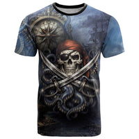 Pirates Skull T Shirt Kraken Sea Monster Tentacles Deep Legend