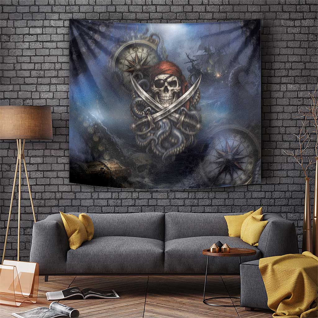 Pirates Skull Tapestry Kraken Sea Monster Tentacles Deep Legend