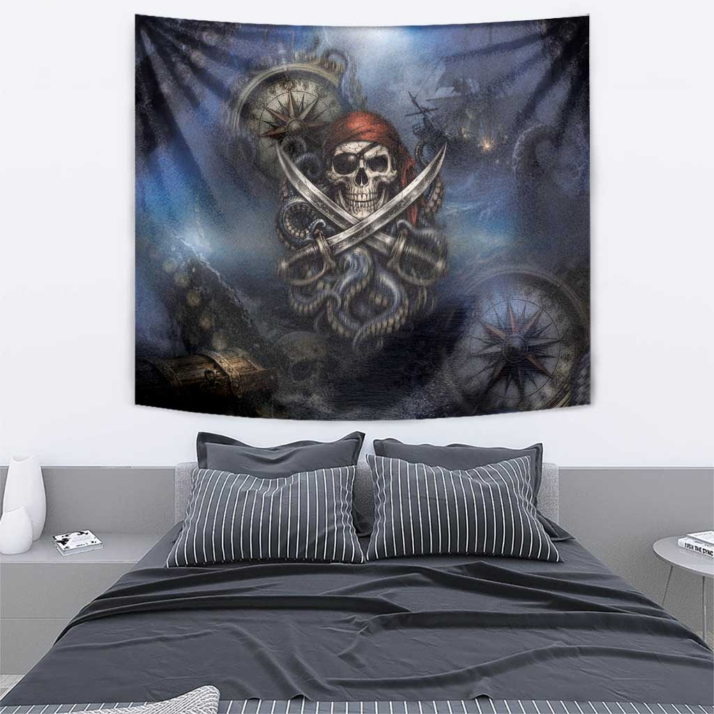 Pirates Skull Tapestry Kraken Sea Monster Tentacles Deep Legend