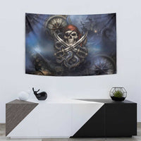 Pirates Skull Tapestry Kraken Sea Monster Tentacles Deep Legend