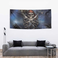 Pirates Skull Tapestry Kraken Sea Monster Tentacles Deep Legend